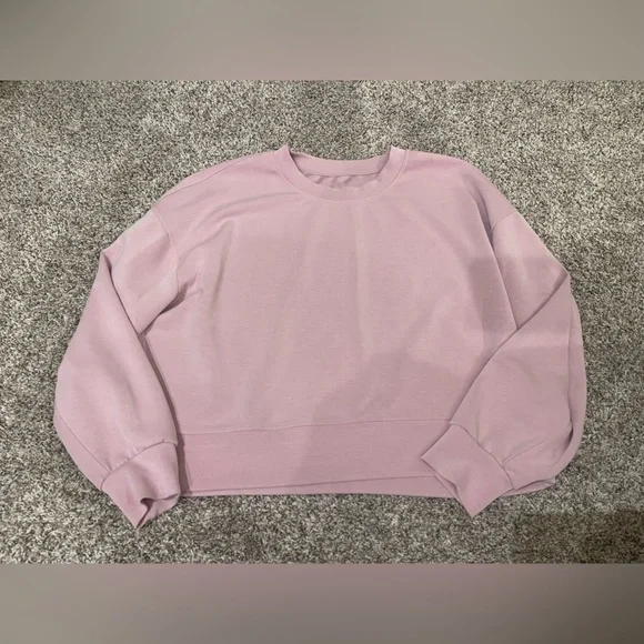 Lululemon Softstreme Perfectly Oversized Cropped Crew Pink Peony Size 10 - Picture 4 of 8
